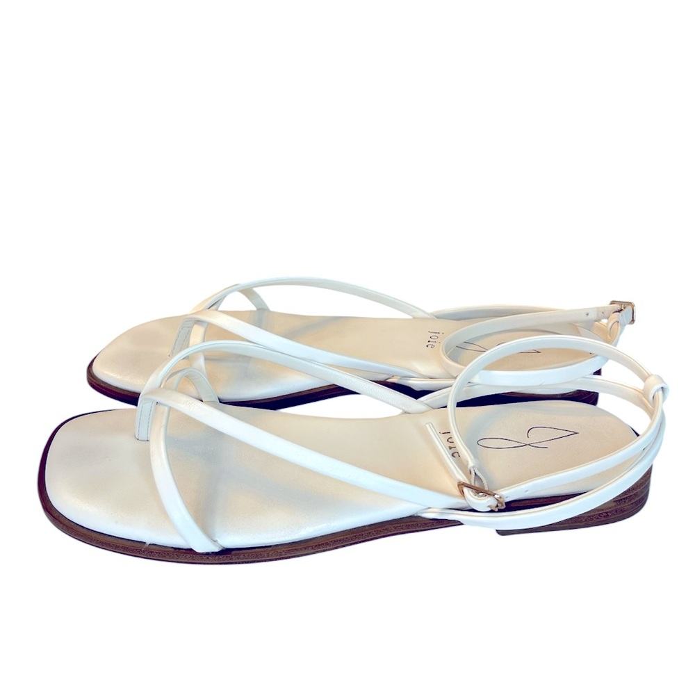 Joie White Minimalist Sandals with CrissCross Straps Neutral Cottagecore Minimal - Picture 4 of 5